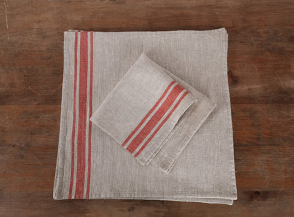 Linen napkins - French linen. Natural blue striped. Sack linen Cottage coutry style. Set of linen napkins. Stonewashed. Linen cloth napkins.