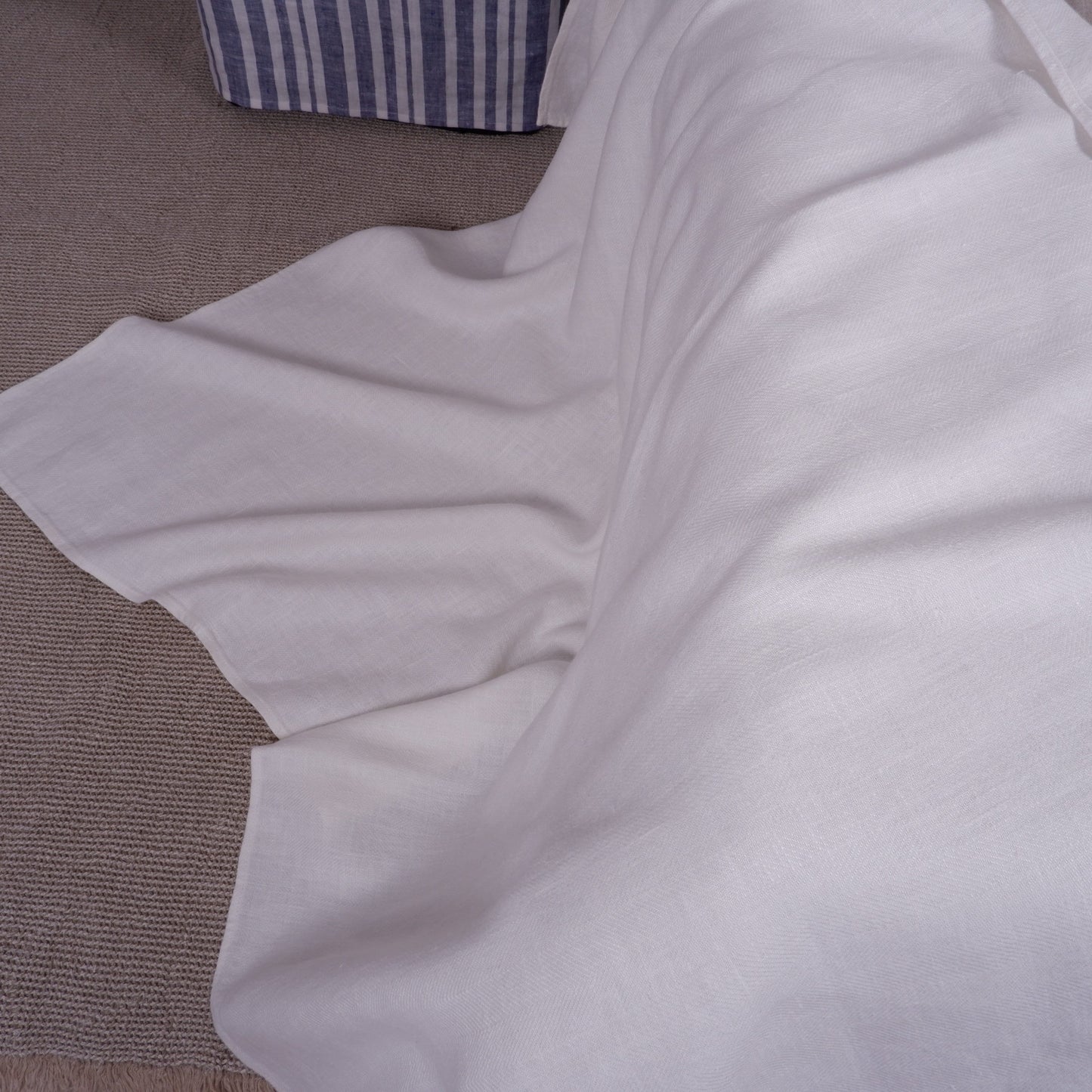 Blue Stonewashed linen Blanket, flax Bedspread - heavy weight huckaback linen bed cover - provence cottage coutrystyle Throw 100% Linen