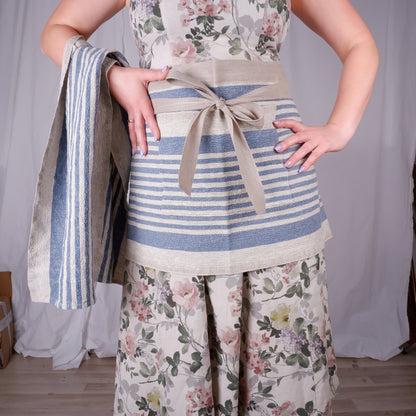 Garcon apron 100% Linen, Softened Gardening Kitchen Daily life apron, Linen half apron for women and men,  apron for grilling season Barista