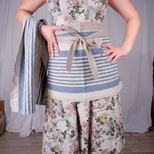 Garcon apron 100% Linen, Softened Gardening Kitchen Daily life apron, Linen half apron for women and men,  apron for grilling season Barista