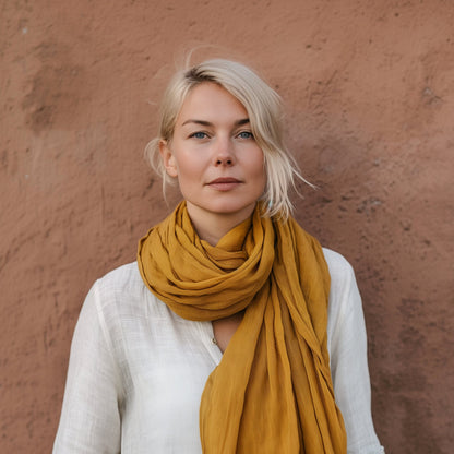 Linen Scarf in blue or others 40 colors, undyed organic pure linen scarf unisex. Gift ideas Pure linen Natural flax