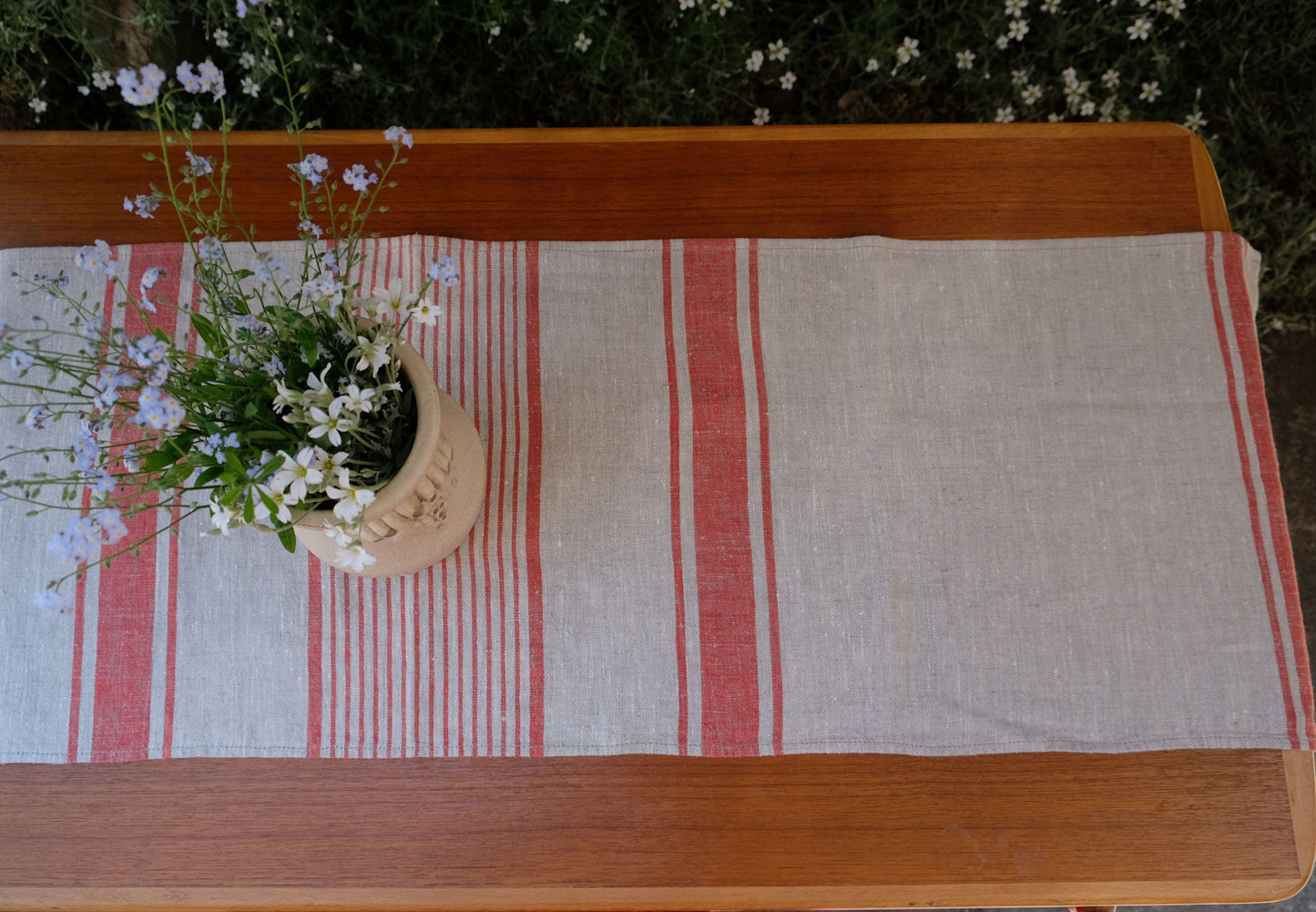 Linen runner - french sack linen. Rustic striped linen Cottage farmhouse coutry style linen. Stonewashed. 100% linen Burlap