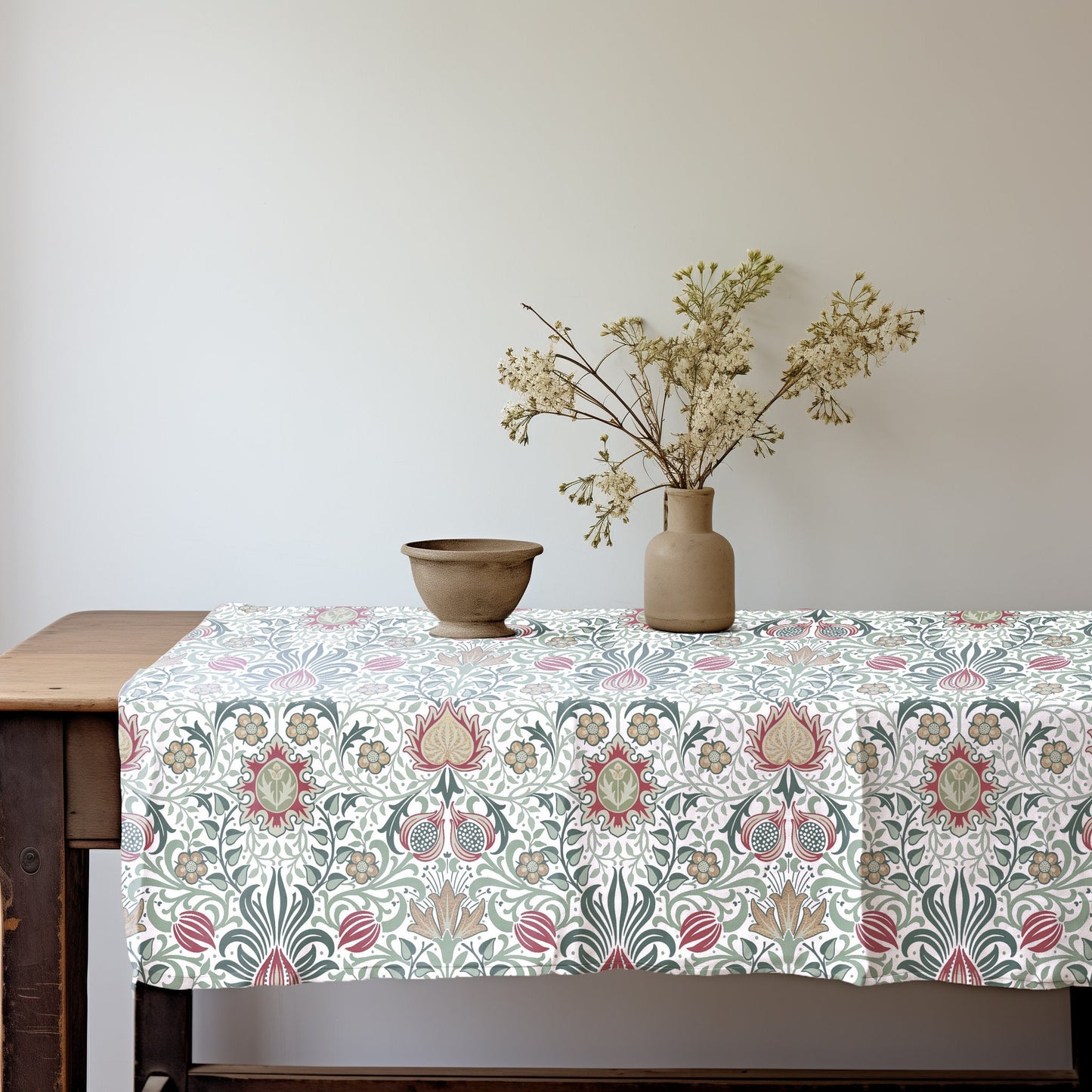 Linen foral tablecloth william Morris Persian, arts and crafts movement tablecloth Victorian style