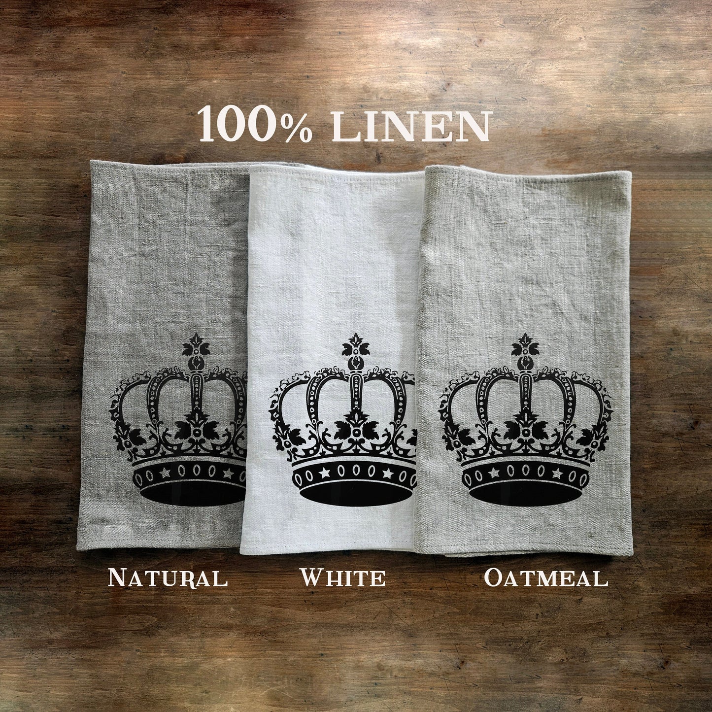 Crown Farm Tea Towel in linen,  Hand Towels Tea, Farmhouse Floral Dish Towel,  Kitchen Décor Eastern Kitchen Tea Towel