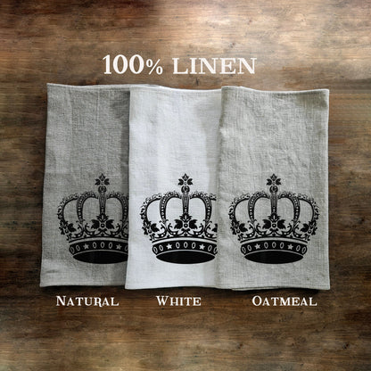 Crown Farm Tea Towel in linen,  Hand Towels Tea, Farmhouse Floral Dish Towel,  Kitchen Décor Eastern Kitchen Tea Towel