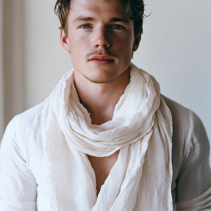 Linen Scarf in neutral or others 40 colors - undyed organic pure linen scarf unisex - Gift for friend husband lover son collegue father