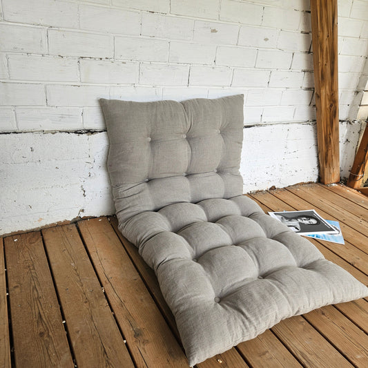 Bench cushion in natural linen linen,  floor cushion in Custom size, shikibuton thick mat Shiki futon filled organic fiber filler