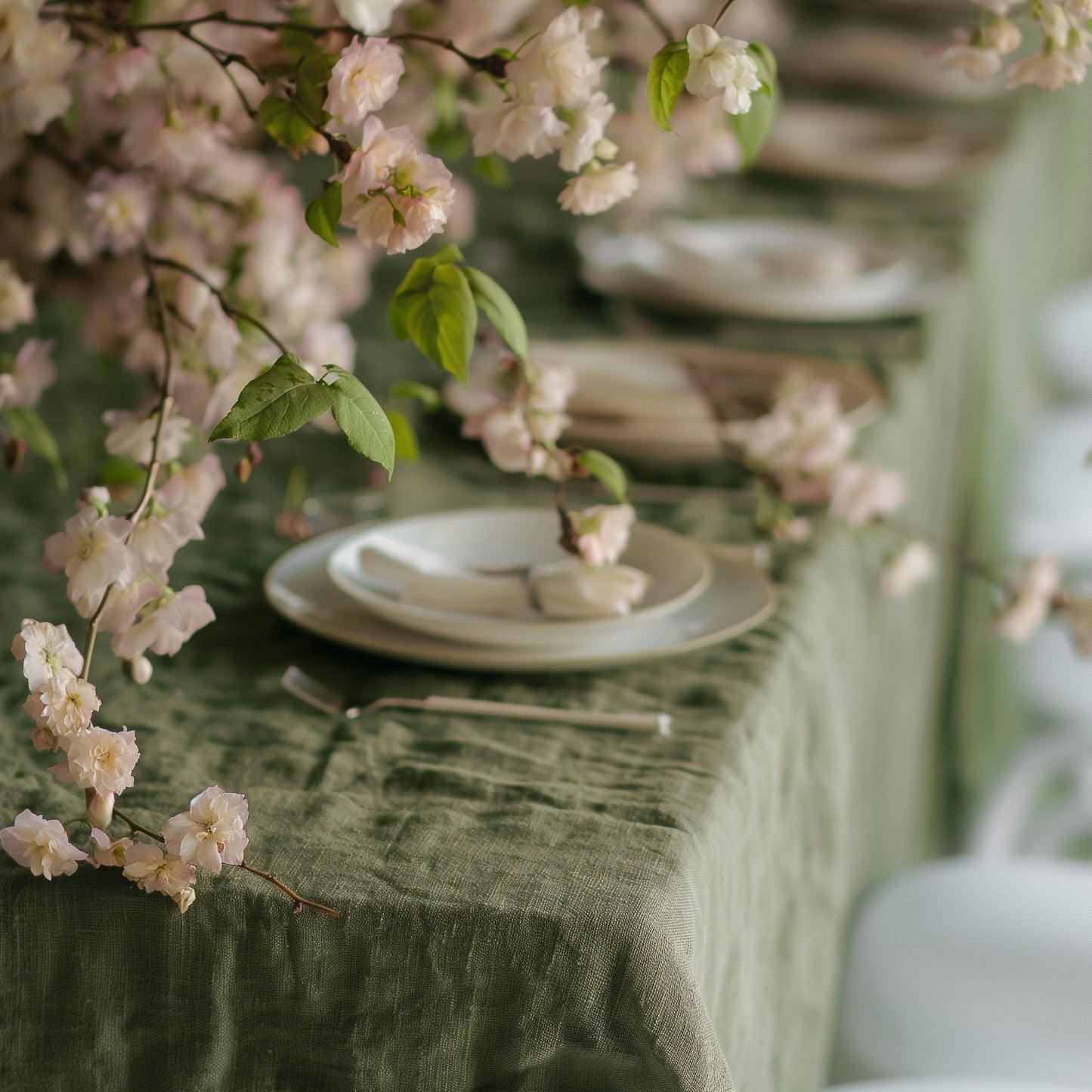 100% Linen tablecloth PREWASHED in green, Natural French table cloth rustic rectangle square oval french country style flax table cloth