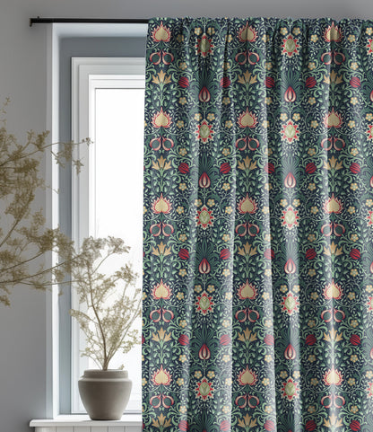 William Morris Curtain Panel Persian, Floral Botanical Blue Print  Curtain Panels,  Curtains for living room