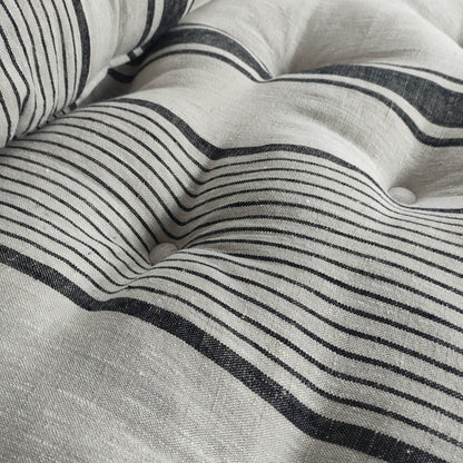 French striped linen floor cushion in Custom size, Linen french cushion, shikibuton thick mat Shiki futon filled organic fiber filler