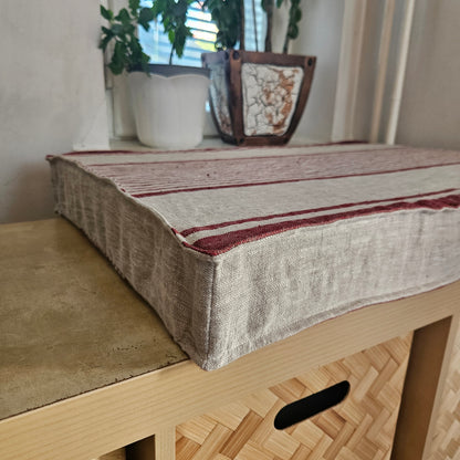 Bench cushion in linen in custom size with foam filling 3" insert, natural Window seat cushions, Custom Chair seat pad with removable cover