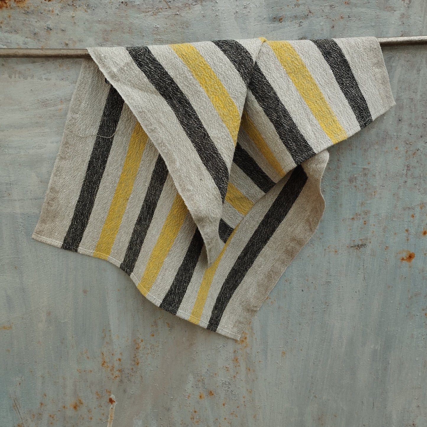 Linen towel Stonewashed STRIPEN  - heavy soft flax fabric hand towel, kitchen Dish towel in stripes