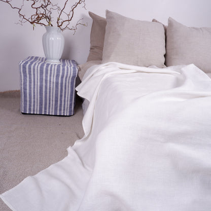 Stonewashed  Natural Blanket Bedspread Bed Cover - heavy weith huckaback flax - provence cottage coutrystyle Throw 100% Linen