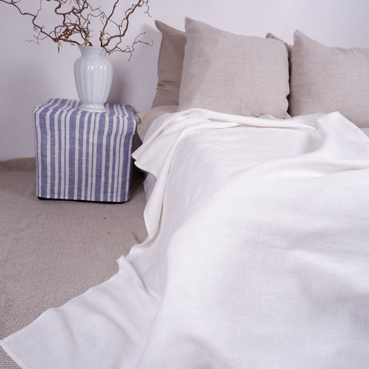 Stonewashed  Natural Blanket Bedspread Bed Cover - heavy weith huckaback flax - provence cottage coutrystyle Throw 100% Linen