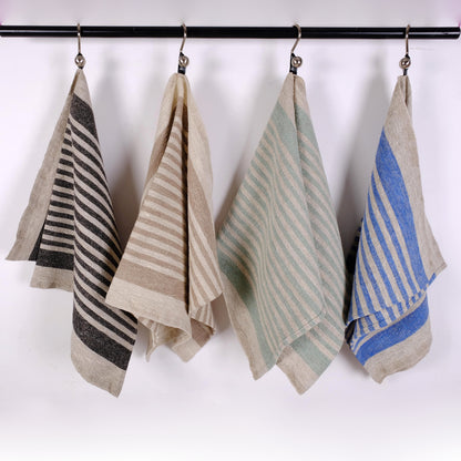 Stonewashed linen tea towel. STRIPED  - heavy soft flax fabric. hand towel. kitchen Dish towel