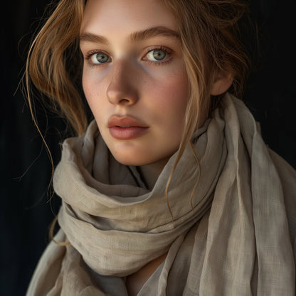 Linen Scarf in blue or others 40 colors, undyed organic pure linen scarf unisex. Gift for friend husband lover son callegue father