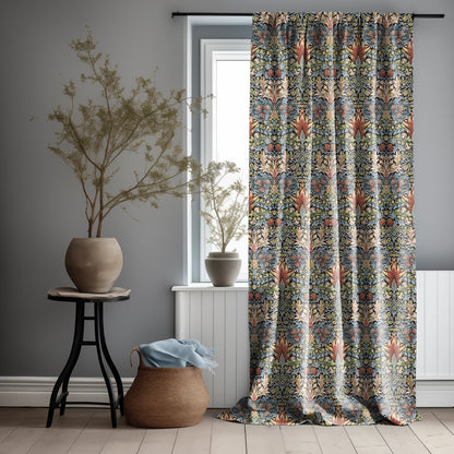 William Morris Curtain Panel Snakeshead, Floral Botanical Blue Print  Curtain Panels,  Curtains for living room
