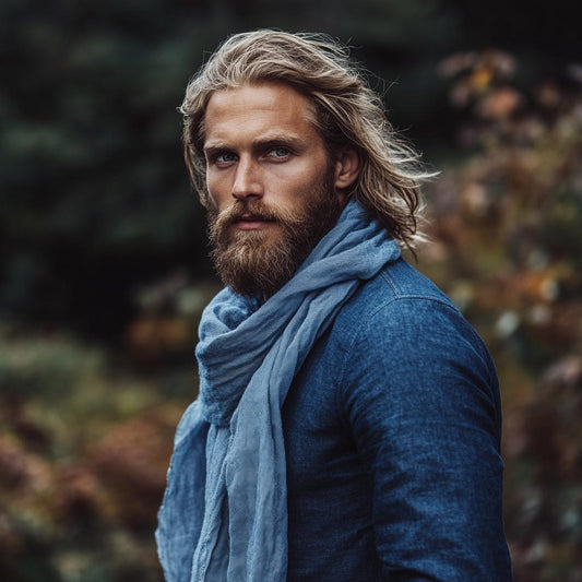 Linen Scarf in blue or others 40 colors, undyed organic pure linen scarf unisex. Gift for friend husband lover son callegue father