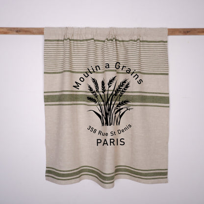 Natural grain sack Cafe Curtains, French stamp burlap Farmhous window panel, Living room Cafe Kitchen window curtain custom size