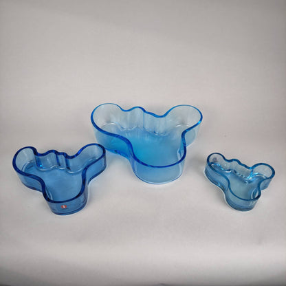 Iittala Alvar Aalto  - bowl or candle holder  - scandinavian vintage design. Blue