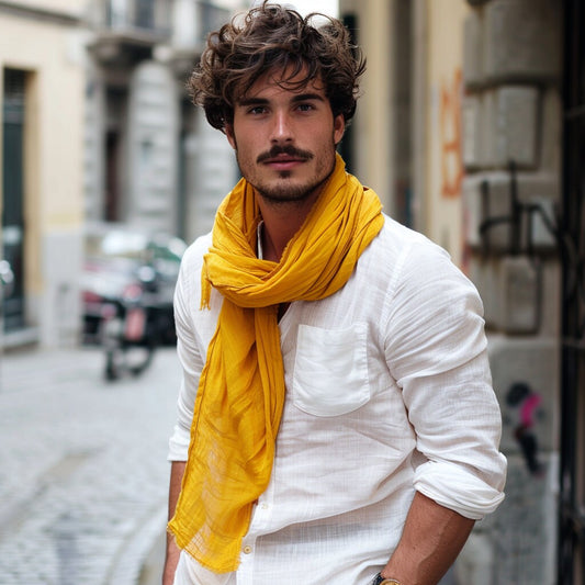 Linen Scarf in yellow or others 40 colors, organic pure linen scarf unisex for men or women. Gift ideas Pure linen Natural flax