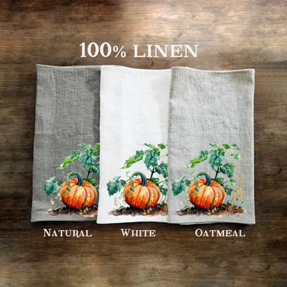 Halloween Tea Towel in linen, Pumpkins Hand Towels Tea in linen, cats linen  Dish Towel, witch hat Kitchen Décor Tea Towel in linen
