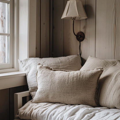 Blue linen pillowcase in custom size pillow cover. French linen Vintage Cottage Farmhouse style pillow cover