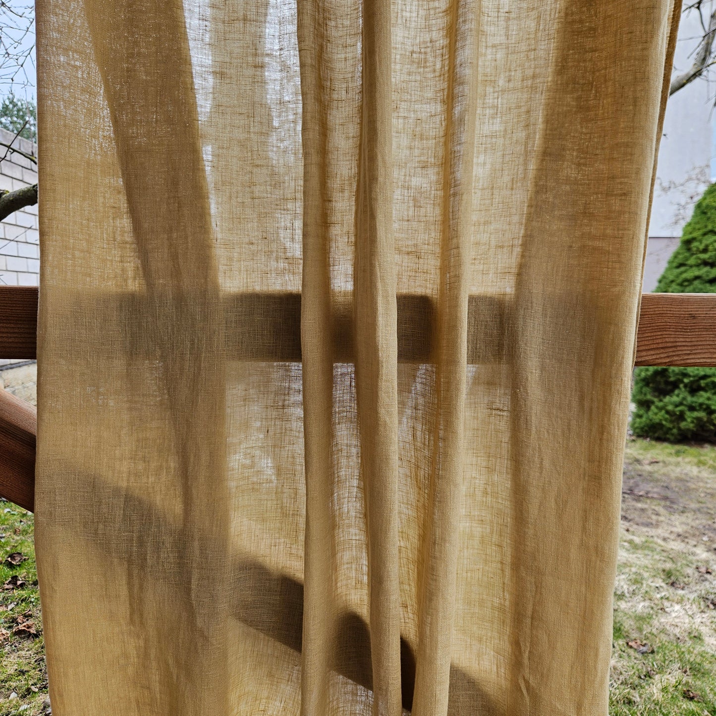 Sheer Linen Curtains, 100% linen Extra Long Curtains, Linen Curtains with rod pocket, yellow PREWASHED Sheer window panel
