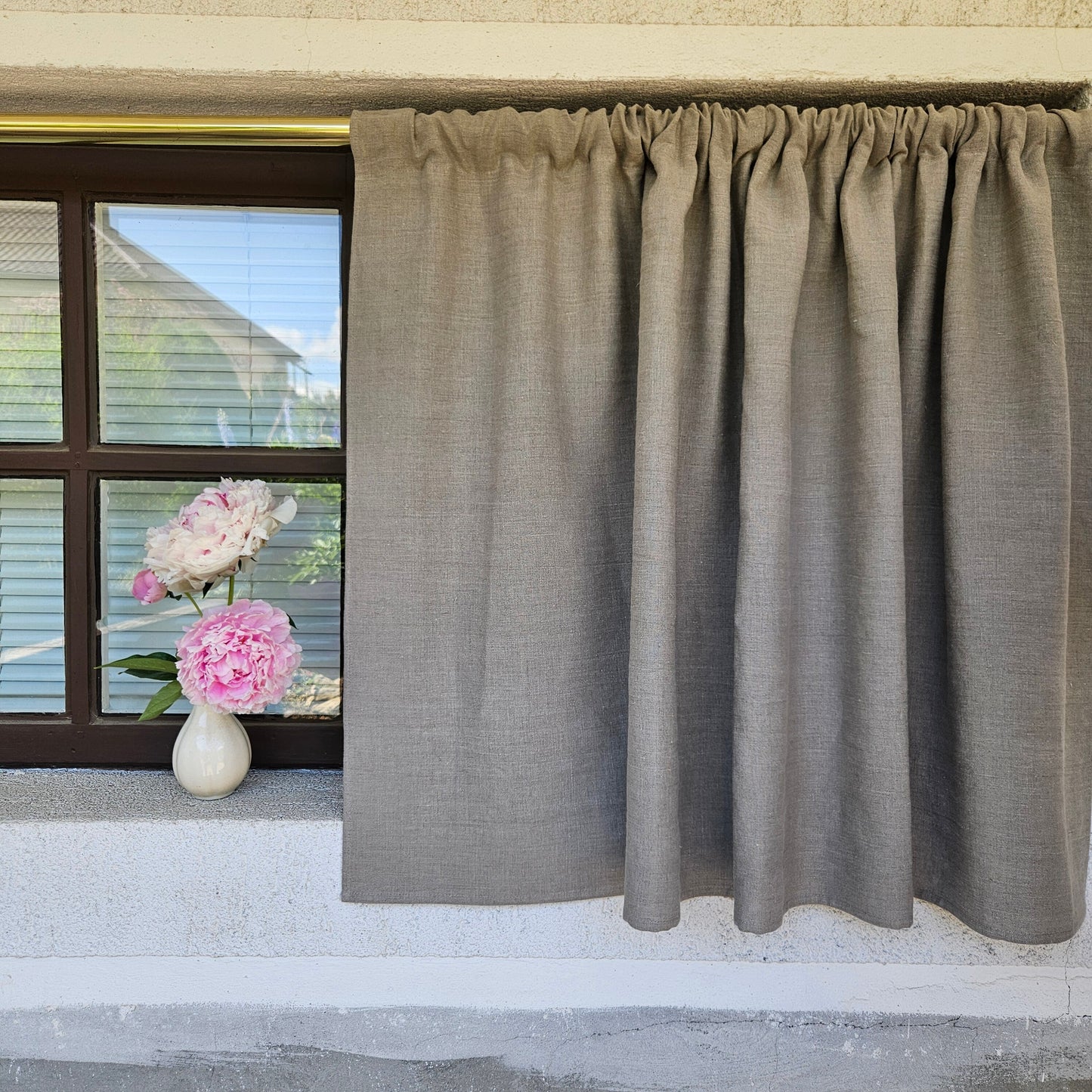 Curtains 100% Linen PREWASHED in natural linen, cafe vanlance window panel kitchen Living room farmhouse curtains