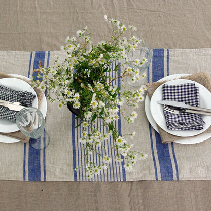 Linen runner - french sack linen. Rustic striped linen Cottage farmhouse coutry style linen. Stonewashed. 100% linen Burlap