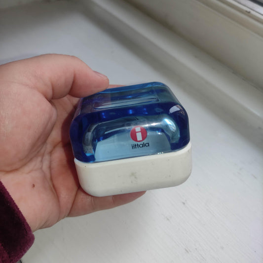 Iittala: VITRIINI Series -  Small Large  Jewelry Box - blue glass with plastic bottom