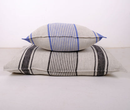 Striped pillowcase in french stripes linen in custom size, standard queen king body euro sham pillow cover. French Provance Cottage style