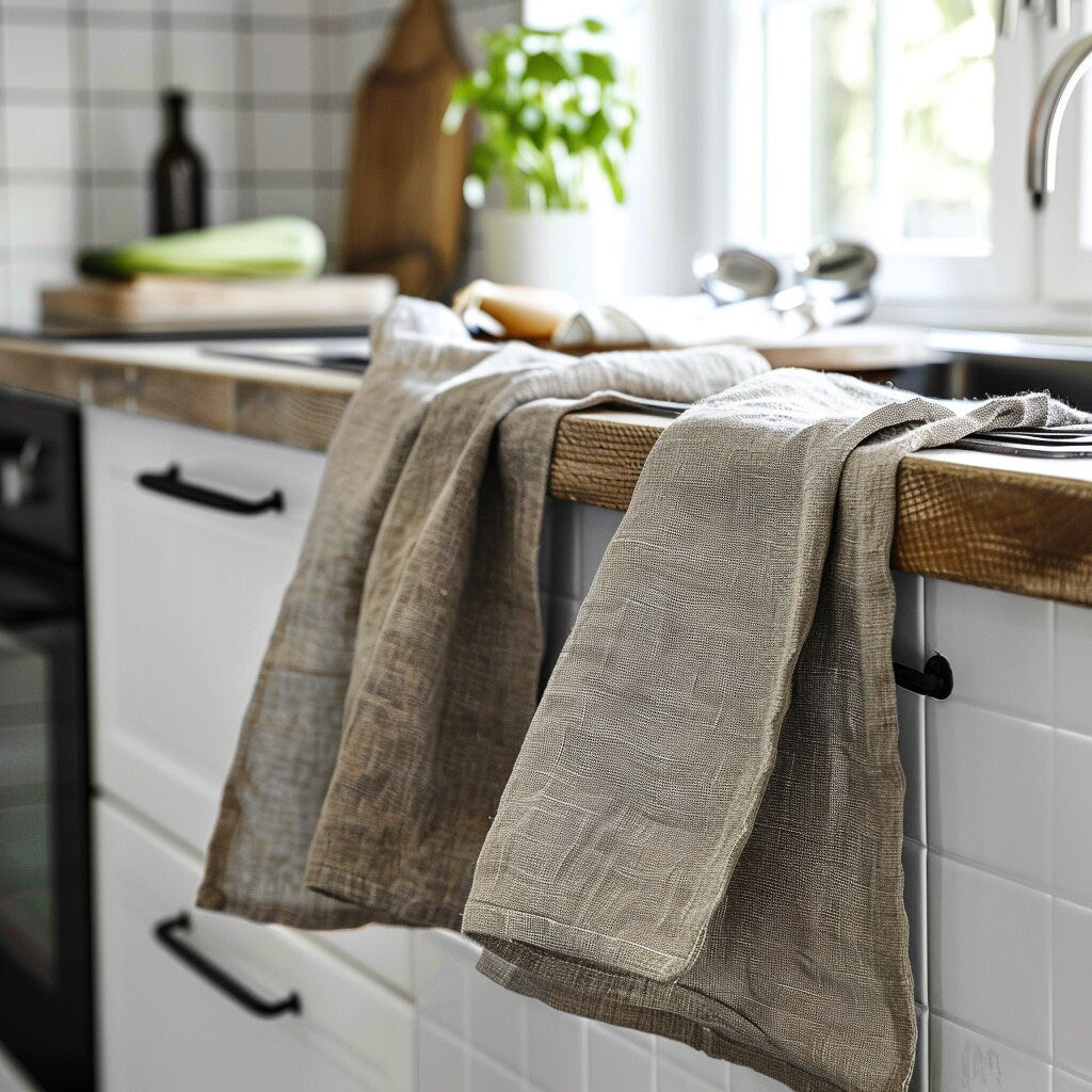 Linen kitchen towel in mustard, guest linen towel, tea linen towels