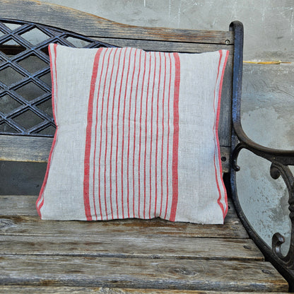 Striped pillowcase in french stripes linen in custom size, standard queen king body euro sham pillow cover. French Provance Cottage style