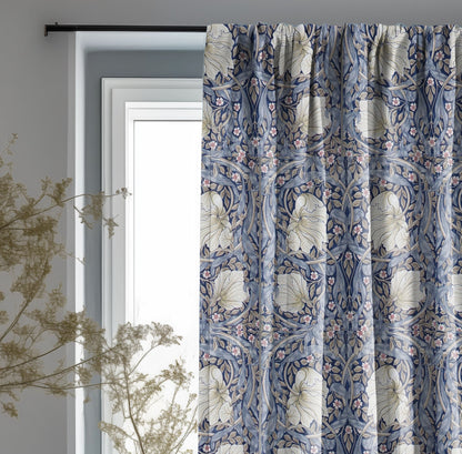 William Morris Curtain Panel Strawberry Thief, Floral with birds and strawberries Print Pattern  Curtain Panels,  Curtains for living room