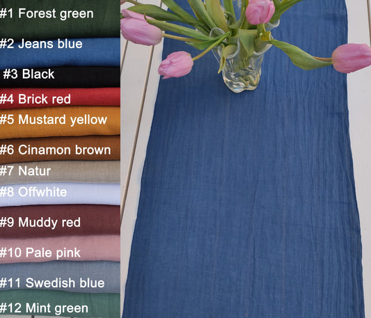 Linen runner - Stonewashed. CUSTOM size - 100% flax - white, natur , blue, black yellow, green
