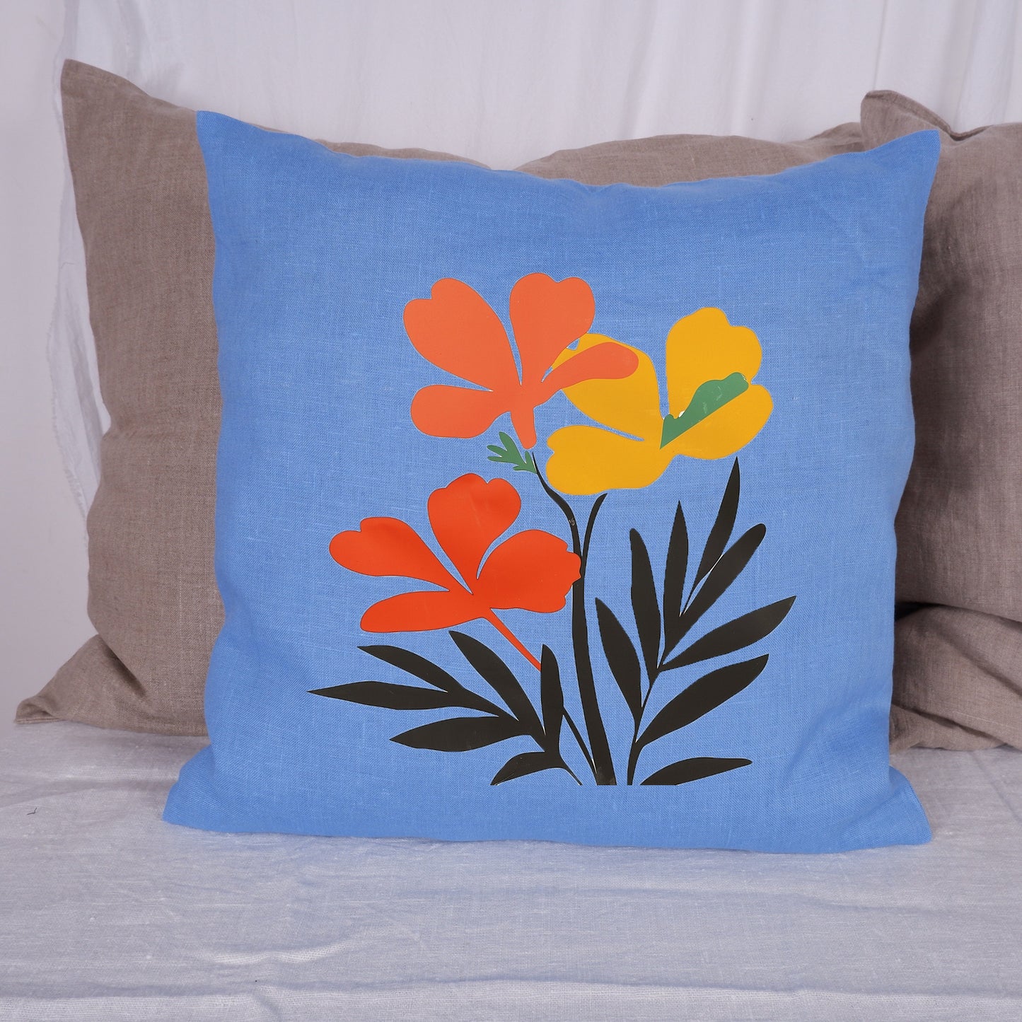 SALE LINEN Cushion cover Modern Contemporary art, decorative linen pillow cover , Boho Summer decor Cushion Housewarming Gift