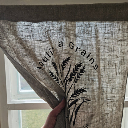 Natural grain sack Cafe Curtains, French stamp burlap Farmhous window panel, Living room Cafe Kitchen window curtain custom size