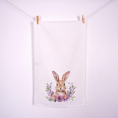 Easter basket kitchen Towel in linen - Easter eggs Hand Towels Tea - Farmhouse Floral Dish Towel - Kitchen Décor Eastern Kitchen Tea Towel