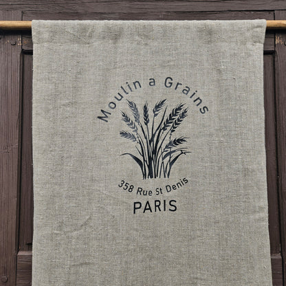 Natural grain sack Cafe Curtains, French stamp burlap Farmhous window panel, Living room Cafe Kitchen window curtain custom size