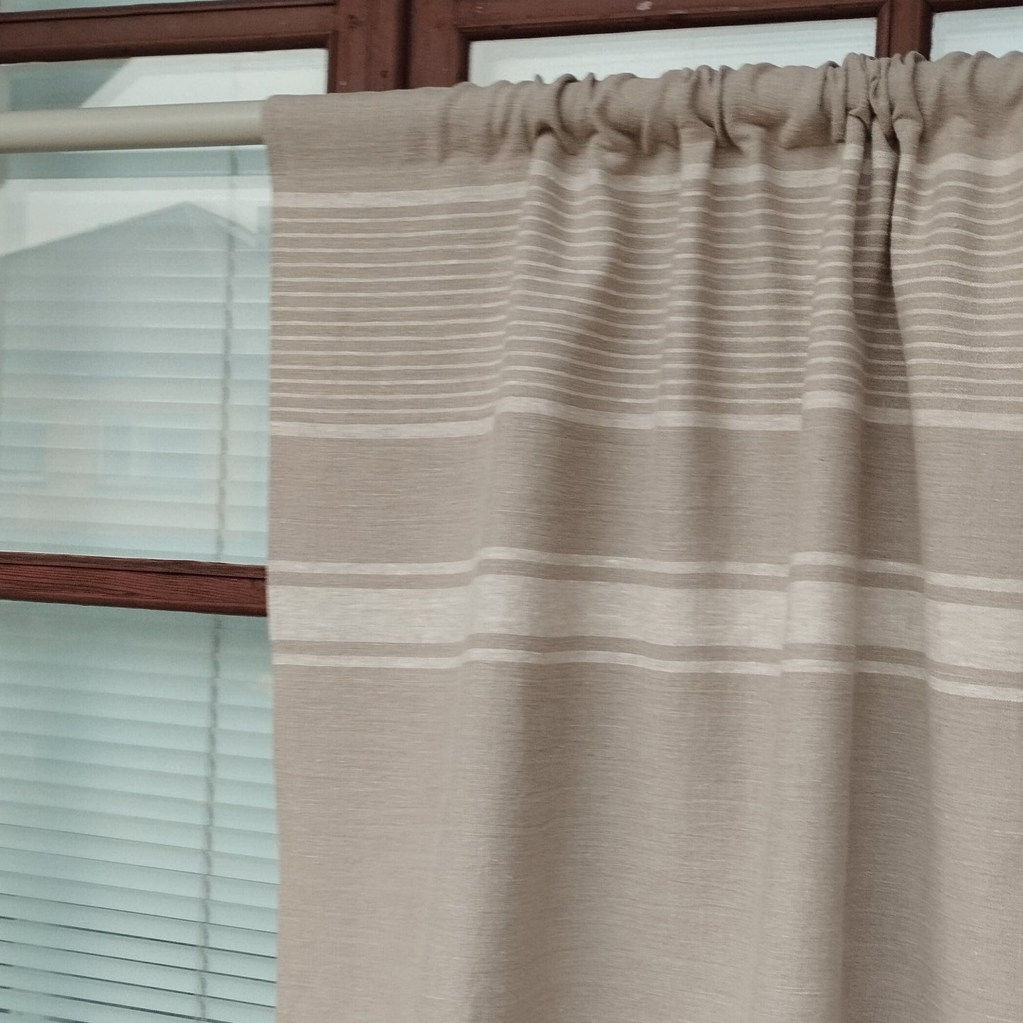 Ticking Valance - natur beige - Farmhouse Pure linen window treatment, Living room Cafe Kitchen window panel, Grain sack farmhouse curtains