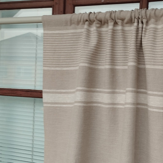 Ticking Valance - natur beige - Farmhouse Pure linen window treatment, Living room Cafe Kitchen window panel, Grain sack farmhouse curtains