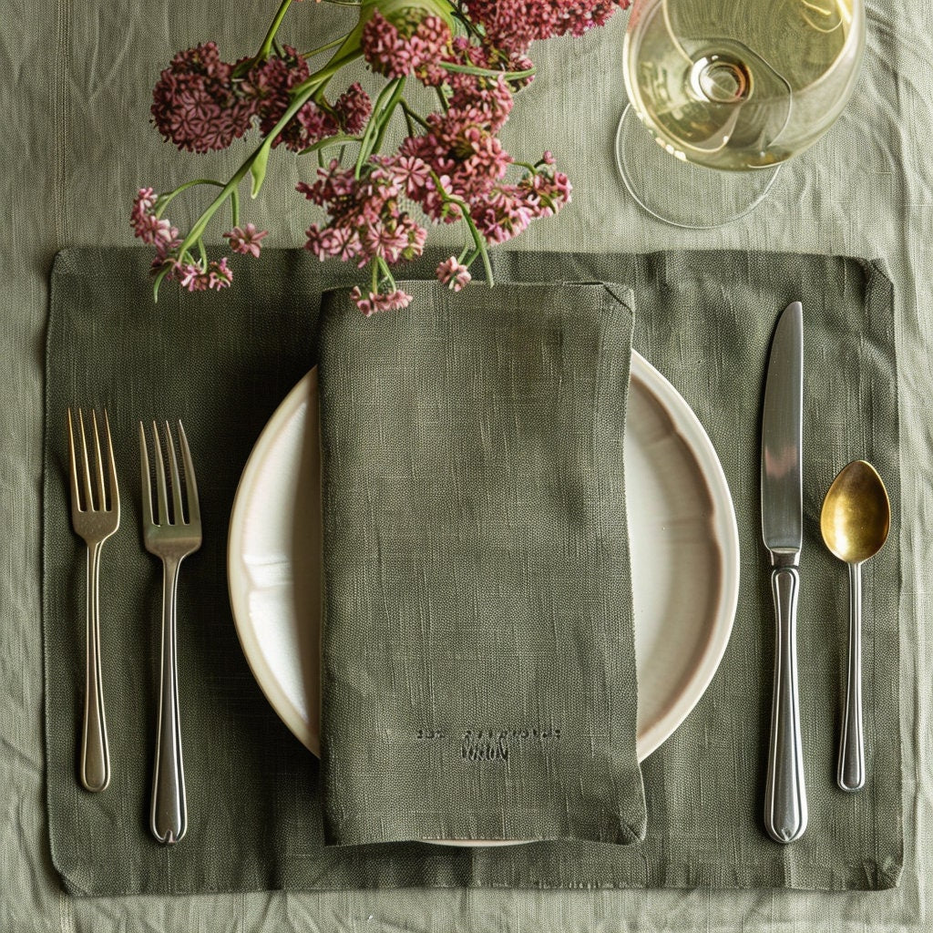 Linen placemats in natural, Washable linen placemats, Natural linen placemats for Holiday table decor, Handmade placemats, Placemats set.