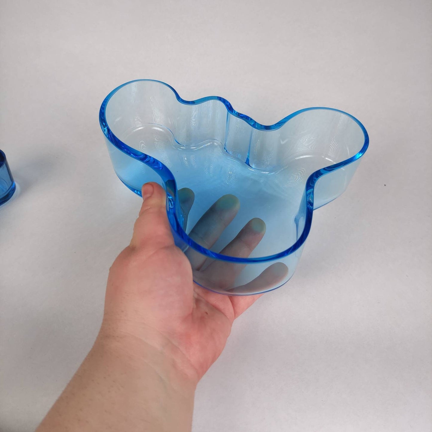 Iittala Alvar Aalto  - bowl or candle holder  - scandinavian vintage design. Blue