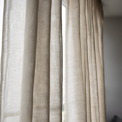 Sheer Linen Curtains, 100% linen Extra Long Curtains, Linen Curtains with rod pocket, mustard PREWASHED Sheer window panel