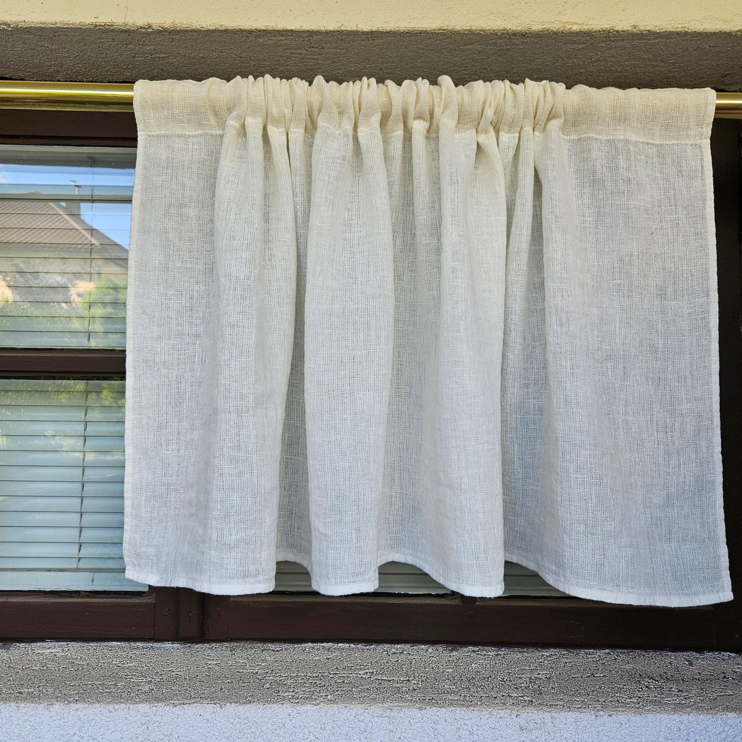 white grain sack Cafe Curtains, burlap Farmhous window panel, Living room Cafe Kitchen window curtain custom size