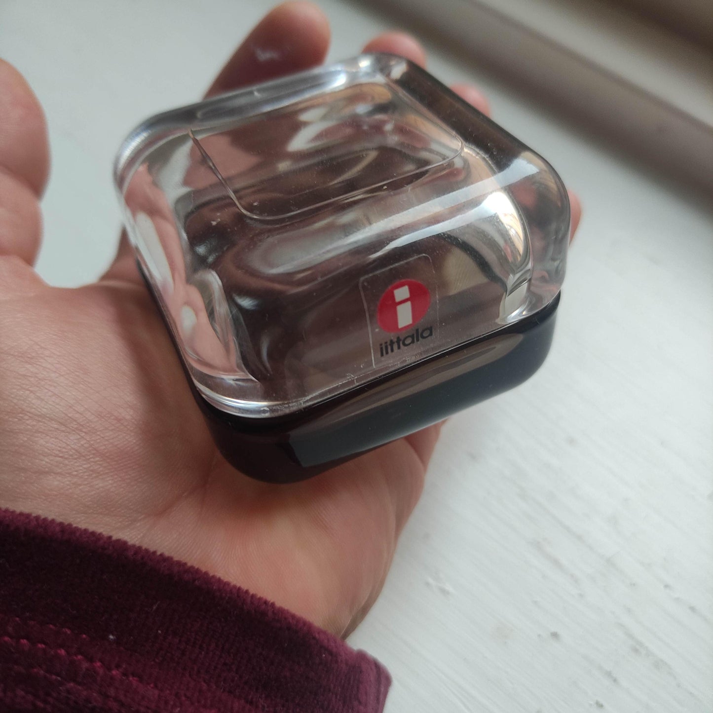 Iittala: VITRIINI Series -  Small Jewelry Box - clear brown glass jewelry box Finnish design Vintage