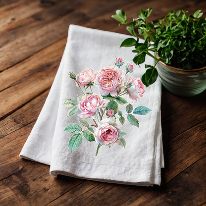 Harebell Tea Towel in linen, floral Hand Towels Tea, botanical Floral Dish Towel, purple flower Kitchen Décor Tea Towel