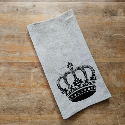 Crown Farm Tea Towel in linen,  Hand Towels Tea, Farmhouse Floral Dish Towel,  Kitchen Décor Eastern Kitchen Tea Towel