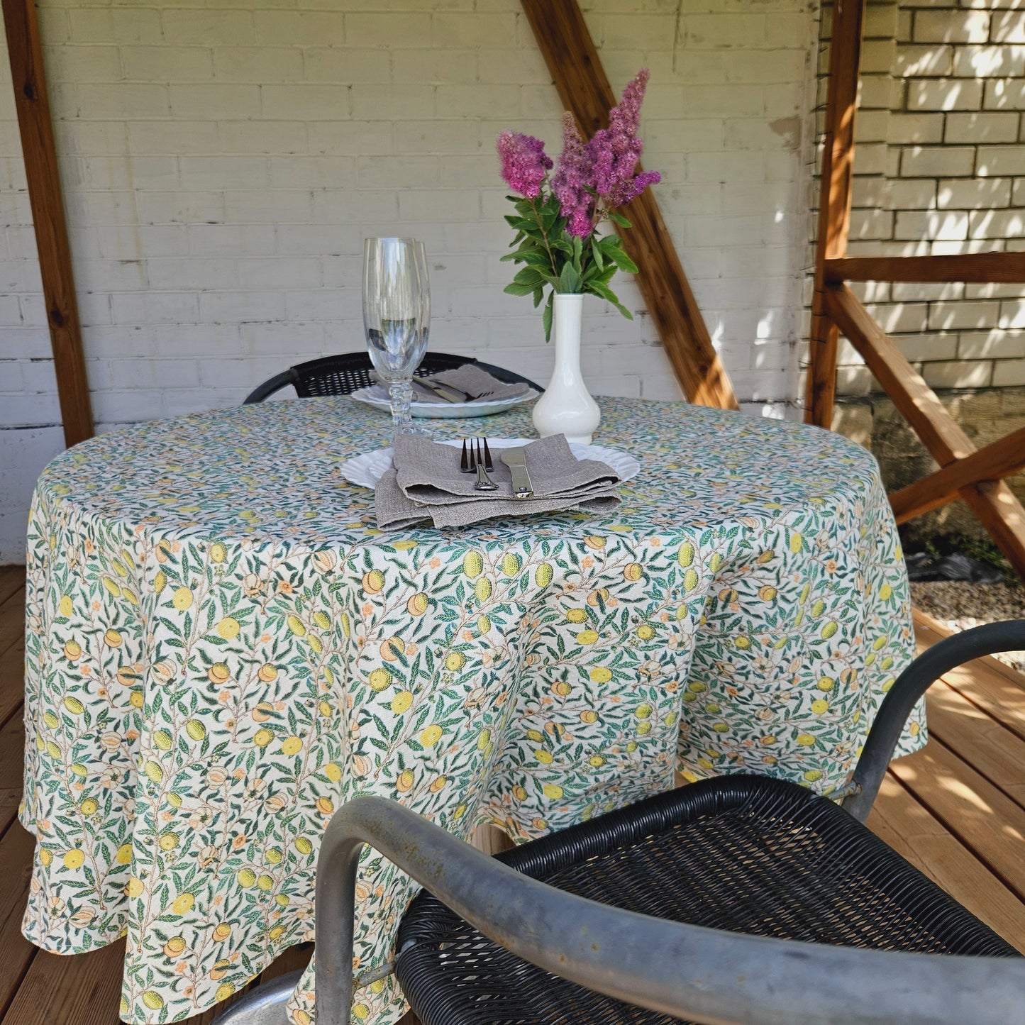 Linen foral tablecloth william Morris Pomegranate, arts and crafts movement tablecloth Victorian style